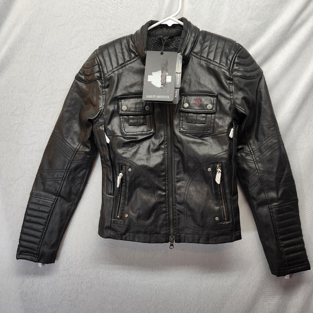 Harley Davidson Women’s Black Quilted Coated Riding Jacket Size Small NWT